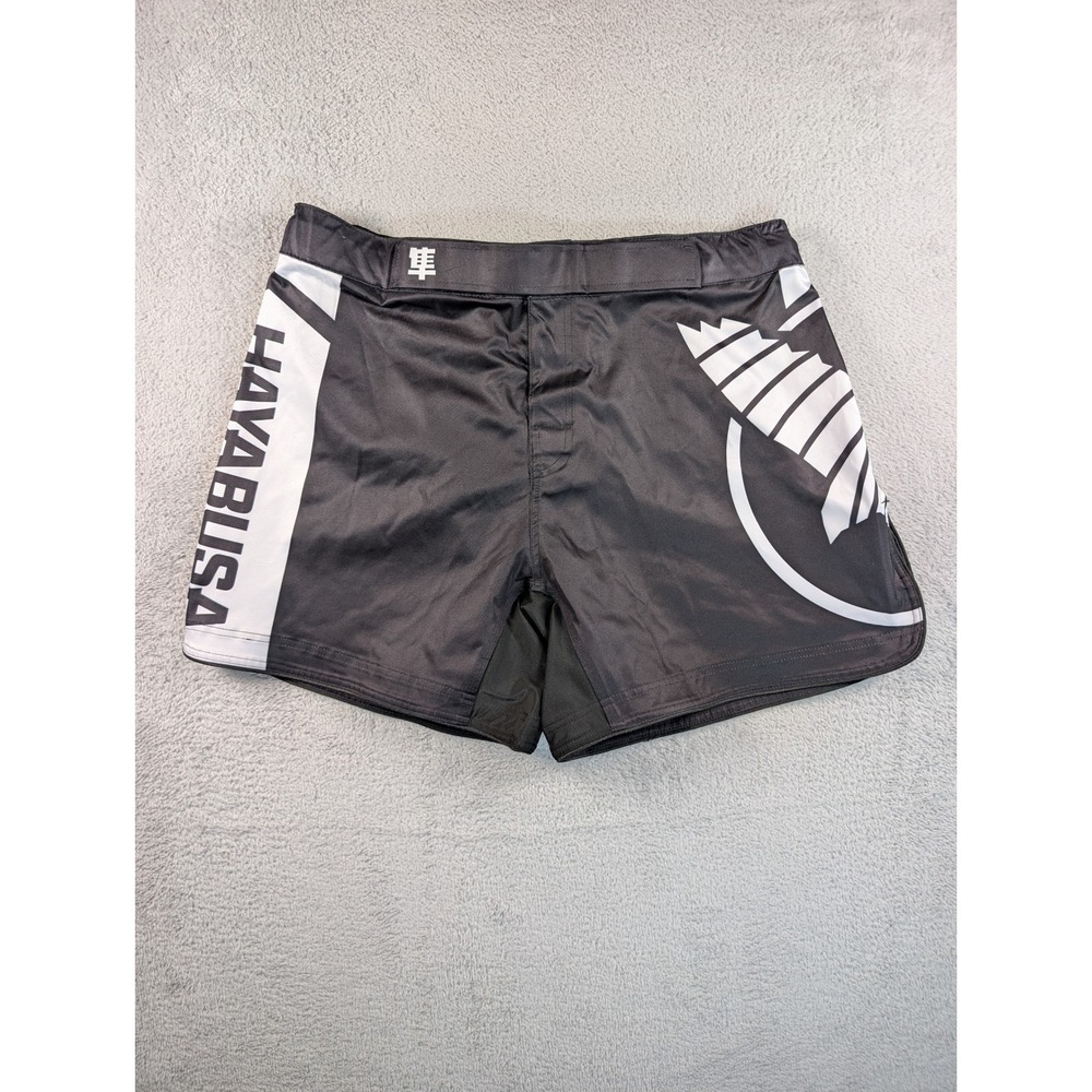Hayabusa MMA Fight Shorts‎ Mens XL Black White Grappling Kickboxing Training